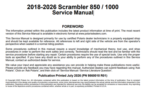 More information about "2018-2026 Polaris Scrambler 850 / 1000 Service Manual"
