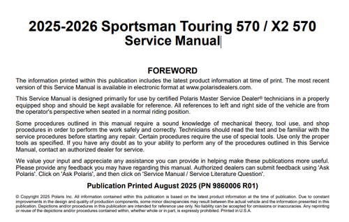More information about "2025-2026 Polaris Sportsman Touring 570 / X2 570 Service Manual"